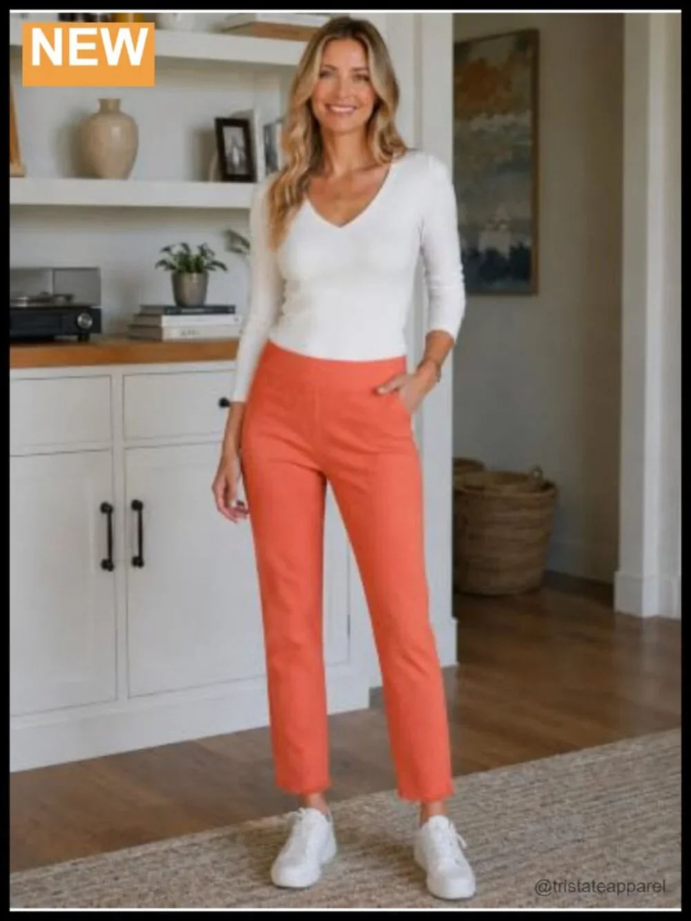 High Waisted Stretchy Jeggings Tummy Control Pull On with Pockets Straight Ankle